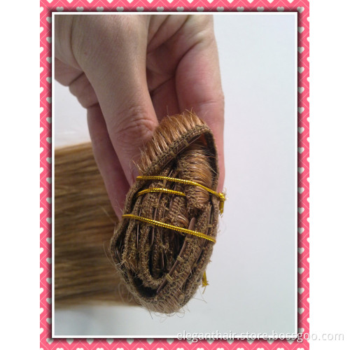 High Quality 100% Human Hair Weave Clip-in Hair Extensions 20" Color 27# 8PCS /Set